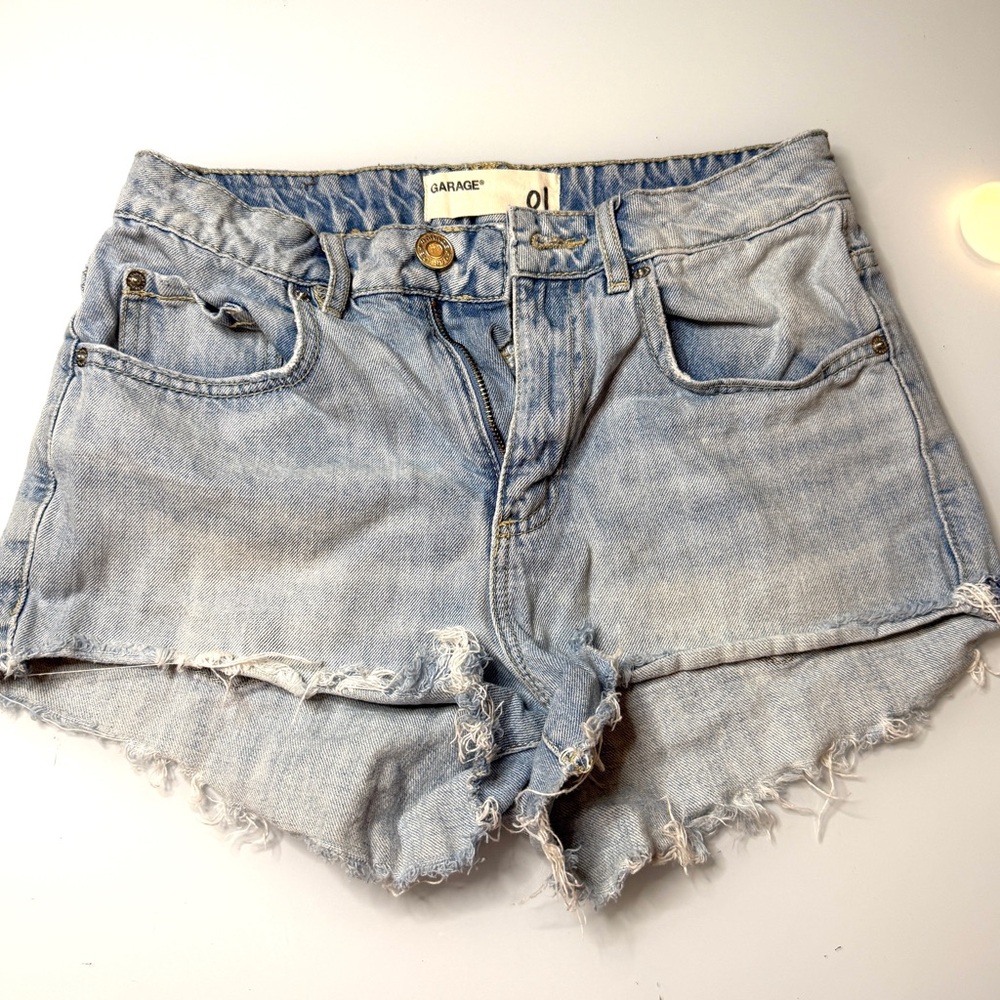Garage Faded Blue Jean Shorts